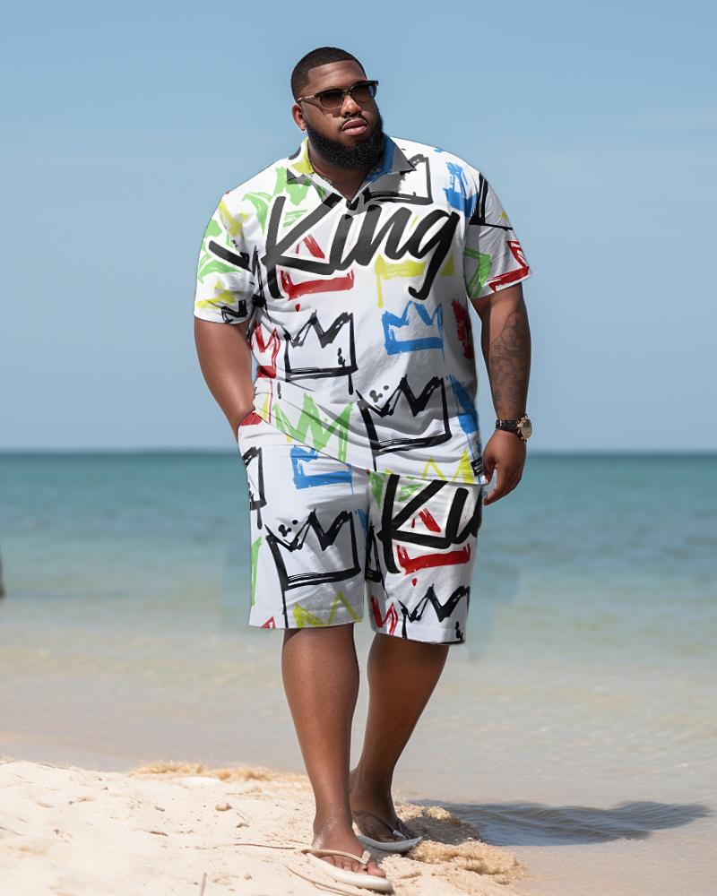 Men's Plus Size King  Beach Hawaiian Two-Piece Set