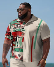 Load image into Gallery viewer, Men&#39;s Plus Size Business Colorblock Beach Two-Piece Set