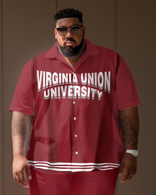 Men's Plus Size College Style Virgnia Union University Short Shirt Uniform Suit