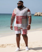 Load image into Gallery viewer, Men&#39;s Plus Size Seaside Peris Pattern Hawaiian Shirt Shorts Two Piece Set