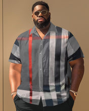 Load image into Gallery viewer, Men&#39;s Plus Size Classic Plaid Print Short Sleeve Shirt Shorts Set