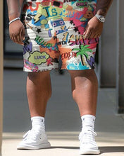 Load image into Gallery viewer, Men&#39;s Plus Size  Cartoon Graphic Short Shirt Shorts Suit