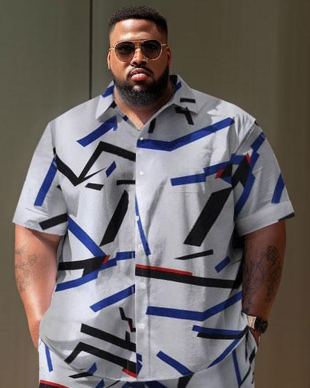 Men's Plus Size Casual Retro Classic Graphic Street Short Shirt Shorts Suit