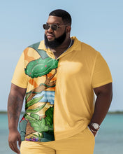 Load image into Gallery viewer, Men&#39;s Plus Size Beach Hawaii Colorblock Two-Piece Set