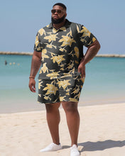 Load image into Gallery viewer, Men&#39;s Large Size Pattern Color Block Hawaiian Shirt Shorts Two Piece Set