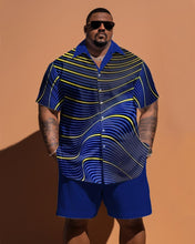 Load image into Gallery viewer, Men&#39;s Plus Size Simple Geometric Pattern Short Sleeve Shirt Shorts Set