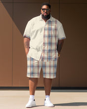 Load image into Gallery viewer, Men&#39;s Plus Size Plaid Short Sleeve Shirt Shorts Set