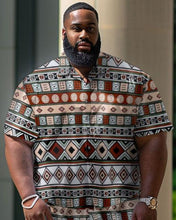 Load image into Gallery viewer, Men&#39;s Plus Size Casual Geometric Pattern Street Short Shirt Shorts Suit