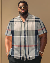 Load image into Gallery viewer, Men&#39;s Plus Size Classic Plaid Print Short Sleeve Shirt Shorts Set