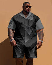 Load image into Gallery viewer, Men&#39;s Plus Size Simple Geometric Print Short Sleeve Shirt Shorts Set