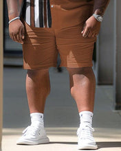 Load image into Gallery viewer, Men&#39;s Plus Size Vertical Stripe Printed Short Shirt Shorts Suit