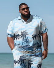 Load image into Gallery viewer, Men&#39;s Large Size Seaside Coconut Hawaiian Shirt And Shorts Two-Piece Set