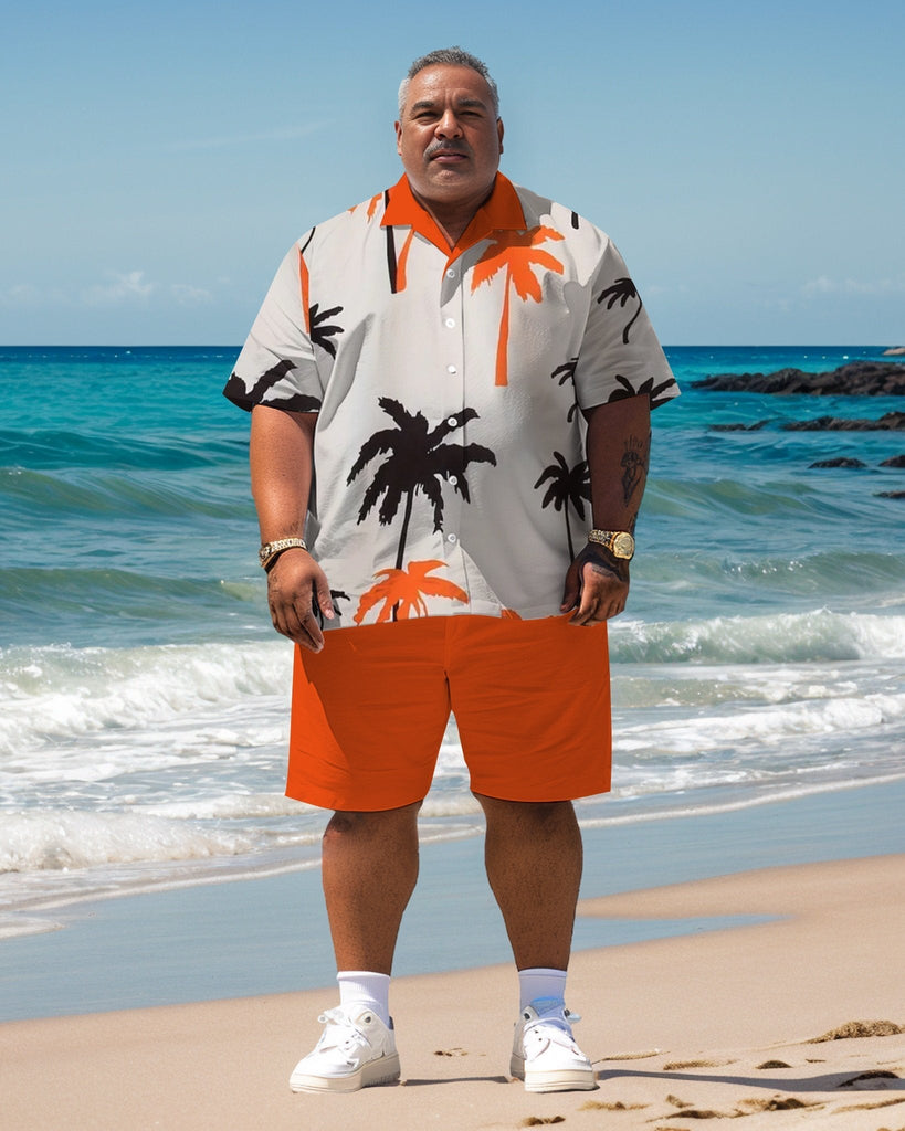 Men's Plus Size Hawaiian Resort Short Sleeve Shirt and Shorts Set 008