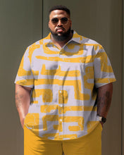 Load image into Gallery viewer, Men&#39;s Plus Size Casual Geometric Print Short Sleeve Shirt Shorts Suit