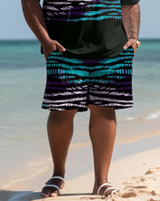 Load image into Gallery viewer, Hawaiian Leaf Striped Shirt And Shorts Two-Piece Men&#39;s Plus Size Set