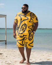 Load image into Gallery viewer, Men&#39;s Plus Size Doodle Beach Hawaiian Style Two-Piece Set