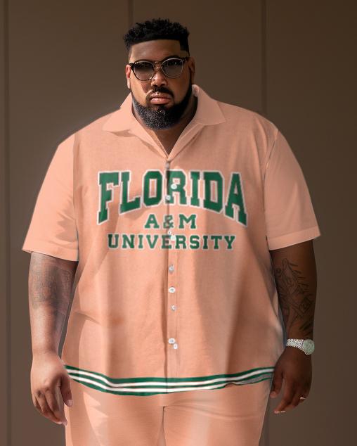 Men's Plus Size College Style Florida A&M University Short Shirt Uniform Suit