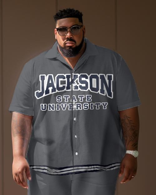 Men's Plus Size College Style Jackson State University Short Shirt Uniform Suit