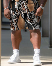 Load image into Gallery viewer, Men&#39;s Plus Size Irregular Leopard Print Short Shirt Shorts Suit