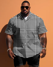 Load image into Gallery viewer, Men&#39;s Plus Size Simple Plaid Short Sleeve Shirt And Shorts Set