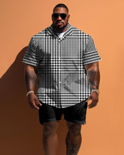 Load image into Gallery viewer, Men&#39;s Plus Size Simple Plaid Short Sleeve Shirt And Shorts Set