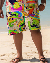 Load image into Gallery viewer, Men&#39;s Plus Size Hawaiian Beach Graffiti Print Two-Piece Set