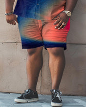 Load image into Gallery viewer, Men&#39;s Large Size Gradient Short Sleeve Shirt And Shorts Set