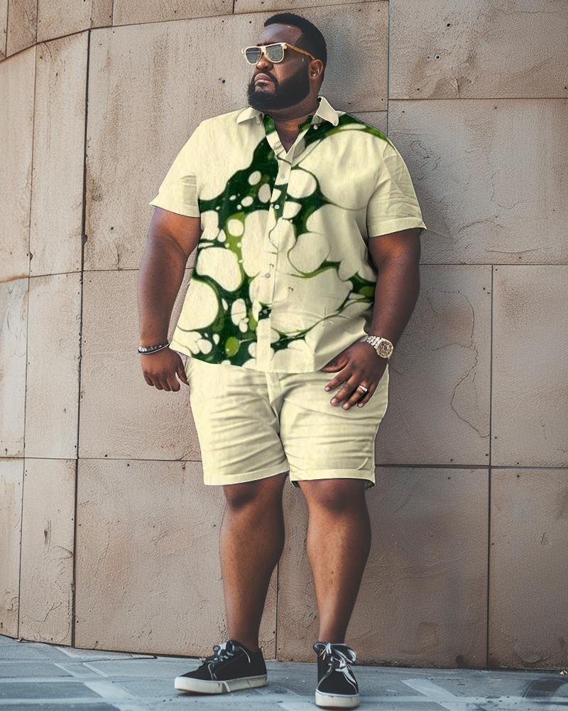 Men's Plus Size Geometric Short Sleeve Shirt Shorts Set