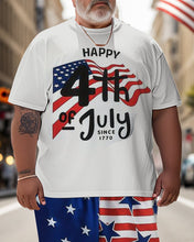 Load image into Gallery viewer, Men&#39;s Large Size Street Independence Day Short Sleeve T-Shirt Shorts Set