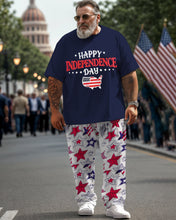 Load image into Gallery viewer, Men&#39;s Plus Size Happy Independence Day Street Short Sleeve T-Shirt Pants Suit