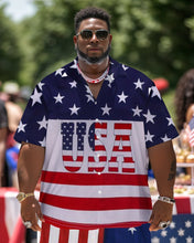 Load image into Gallery viewer, Men&#39;s Plus Size Independence Day Short Sleeve Shirt and Shorts Set 011