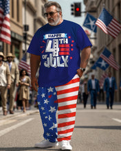 Load image into Gallery viewer, Men&#39;s Large Size Street Independence Day Short Sleeve T-Shirt and Pants Suit