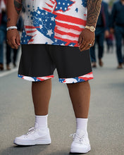 Load image into Gallery viewer, Men&#39;s Plus Size Independence Day Star Street Short Sleeve T-Shirt Shorts Set