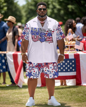 Load image into Gallery viewer, Men&#39;s Plus Size Independence Day Short Sleeve Shirt and Shorts Set 007