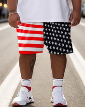 Load image into Gallery viewer, Men&#39;s Large Size USA Independence Day Street Short Sleeve T-Shirt Shorts Set