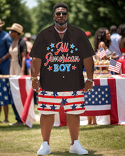 Load image into Gallery viewer, Men&#39;s Plus Size Independence Day Short Sleeve Shirt and Shorts Set 008