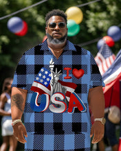 Load image into Gallery viewer, Men&#39;s Plus Size Independence Day Short Sleeve Shirt and Shorts Set 003