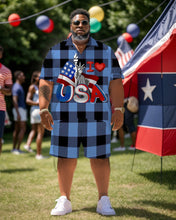 Load image into Gallery viewer, Men&#39;s Plus Size Independence Day Short Sleeve Shirt and Shorts Set 003