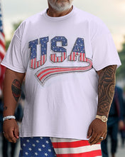 Load image into Gallery viewer, Men&#39;s Plus Size Independence Day USA Street Short Sleeve T-Shirt Shorts Set