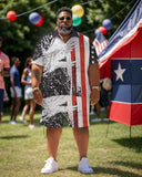 Men's Plus Size Independence Day Short Sleeve Shirt and Shorts Set 002