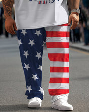 Load image into Gallery viewer, Men&#39;s Large Size Street Independence Day Short Sleeve T-Shirt and Pants Suit