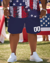 Load image into Gallery viewer, Men&#39;s Plus Size Independence Day Short Sleeve Shirt and Shorts Set 005