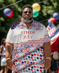 Men's Plus Size Independence Day Short Sleeve Shirt and Shorts Set 004