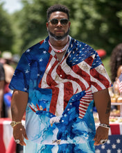 Load image into Gallery viewer, Men&#39;s Plus Size Independence Day Short Sleeve Shirt and Shorts Set 009