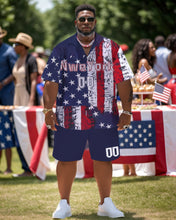 Load image into Gallery viewer, Men&#39;s Plus Size Independence Day Short Sleeve Shirt and Shorts Set 005