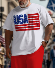 Load image into Gallery viewer, Men&#39;s Large Size Street Independence Day Short Sleeve T-Shirt and Pants Suit