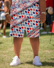 Men's Plus Size Independence Day Short Sleeve Shirt and Shorts Set 004