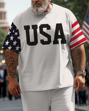 Load image into Gallery viewer, Men&#39;s Large Size USA Simple Street Short-sleeved T-shirt and Pants Suit