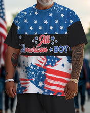 Load image into Gallery viewer, Men&#39;s Plus Size Independence Day Star Street Short Sleeve T-Shirt Shorts Set