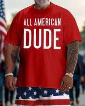 Load image into Gallery viewer, Men&#39;s Plus Size Independence Day Street Short Sleeve T-Shirt Shorts Set